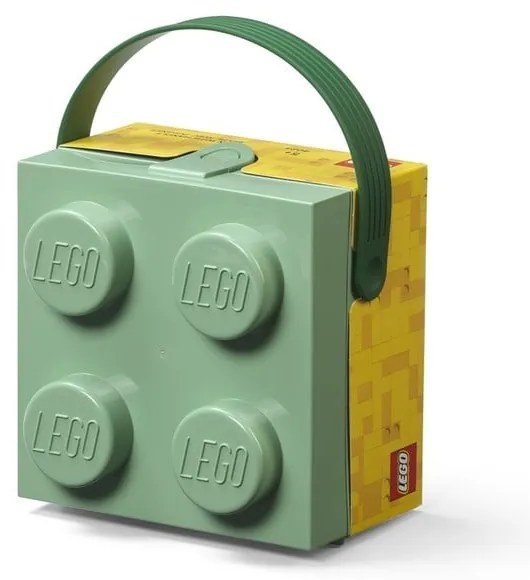 Cutie depozitare LEGO cu mâner, verde
