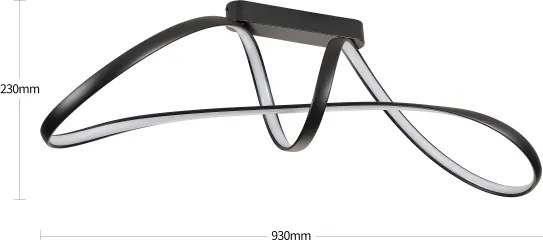 Brilagi-LED Lustră aplicată dimmabilă TWISTER LED/60W/230V 3000-6000K neagră + telecomandă