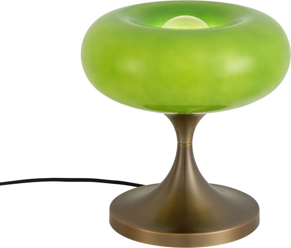 Lampă de masă retro bronz închis cu abajur din sticlă verde 31 cm - Glaze