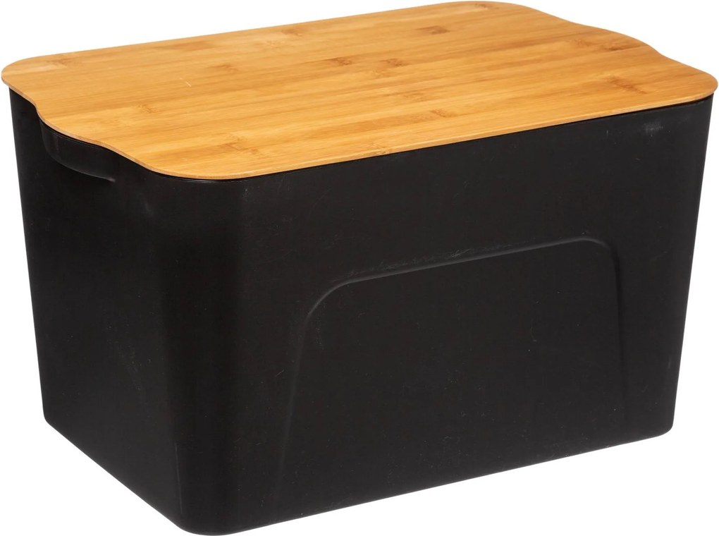 Cutie din plastic cu capac din bambus, 24 litri