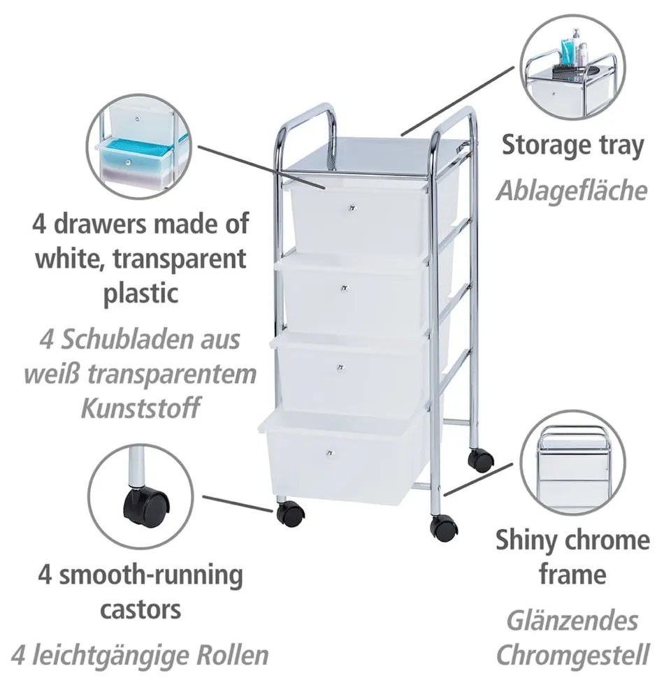 Raft mobil pentru baie, 4 compartimente, Wenko Messina