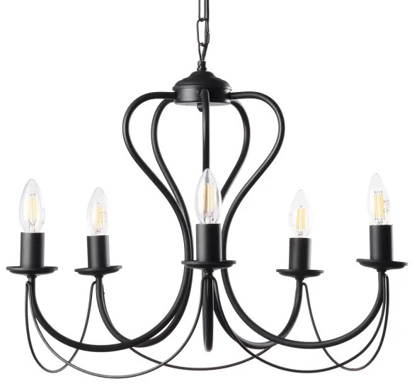 Lustră pe lanț ONLI CANDELA 5xE14/6W/230V negru