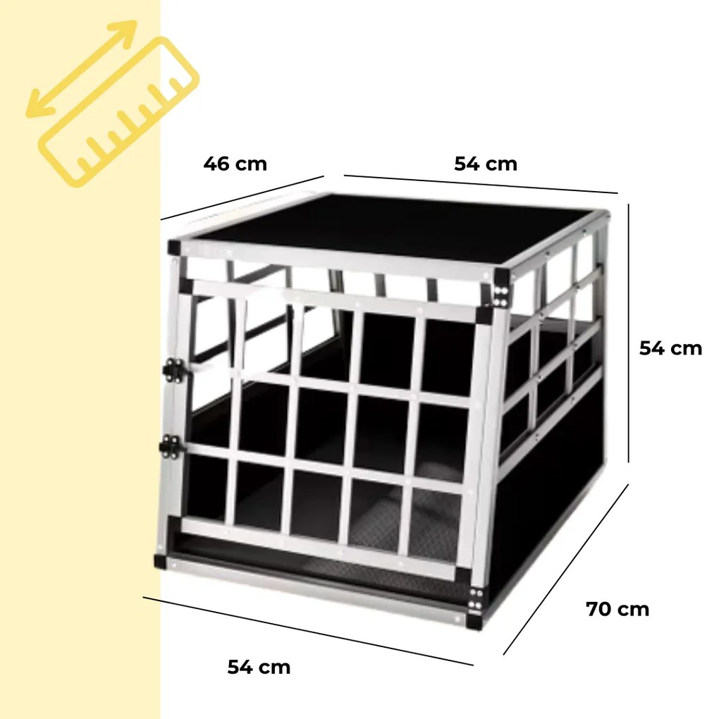 Cușcă de transport pentru câini BRUNO, 70x54x51cm, argintiu/negru Cadoca