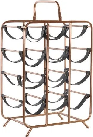 Suport de sticle din metal si piele " Wine Rack "