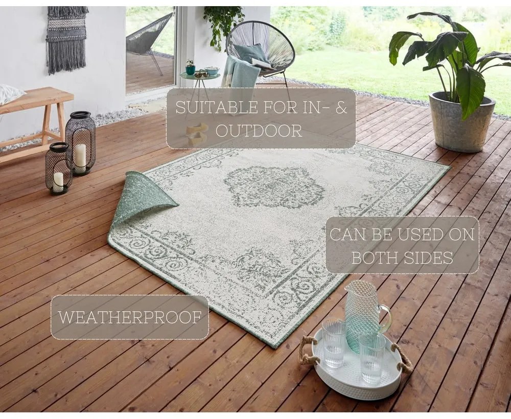 Covor adecvat pentru exterior NORTHRUGS Cebu, 120 x 170 cm, verde-crem