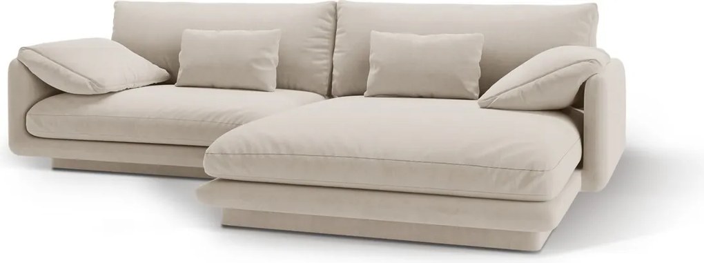 Coltar dreapta 4 locuri, Torino-184, Micadoni Home, 250x170x83 cm, catifea, ecru