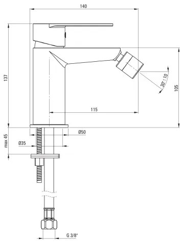 Deante BGA_N30M - Baterie pentru bideu ALPINIA neagră