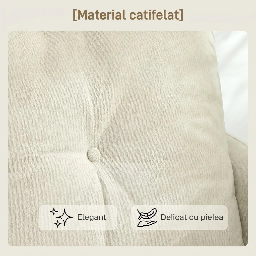 HOMCOM Canapea cu 2 Locuri din Catifea cu Spătar Matlasat și Pernă Detașabilă, Canapea Compactă Modernă cu Picioare din Metal pentru Sufragerie, 124x73x92 cm, Crem | Aosom Romania