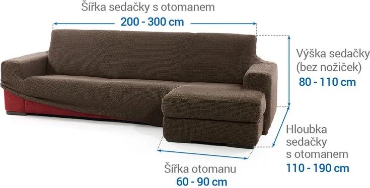 Nueva Textura Huse care se întind foarte bine NIAGARA tutunului canapea cu otoman dreapta (l. 200 - 300 cm)