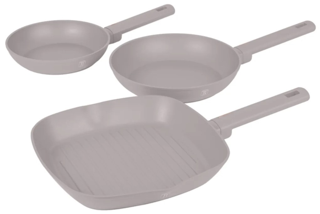RESIGILAT - Set 3 Tigai antiaderente Taupe Collection Berlinger Haus BH 8109