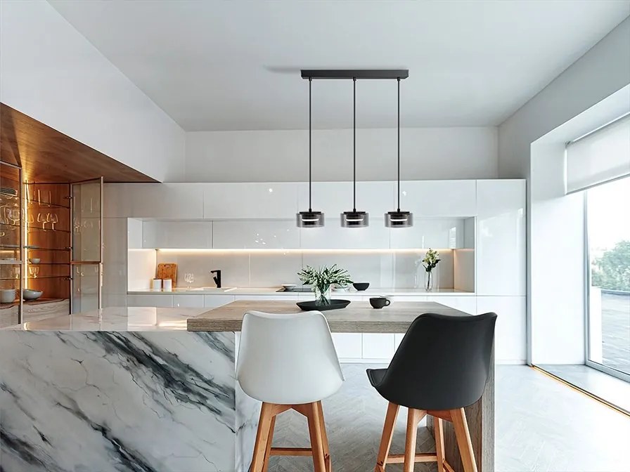Lustra LED suspendata design modern Olaia 3L Fumuriu
