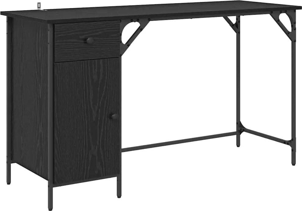 vidaXL Birou de calculator Stejar Negru 131 x 48 x 75 cm Lemn compozit