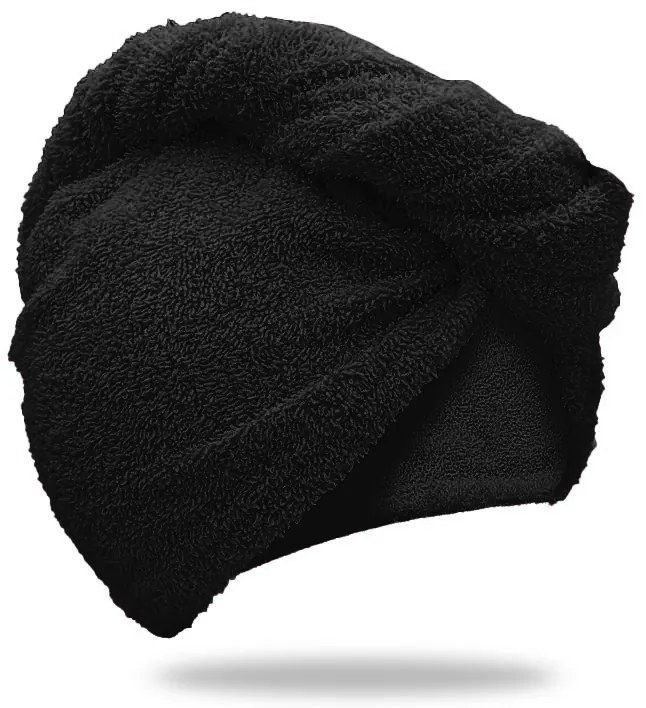Prosop turban negru cu uscare rapida, 100% bumbac