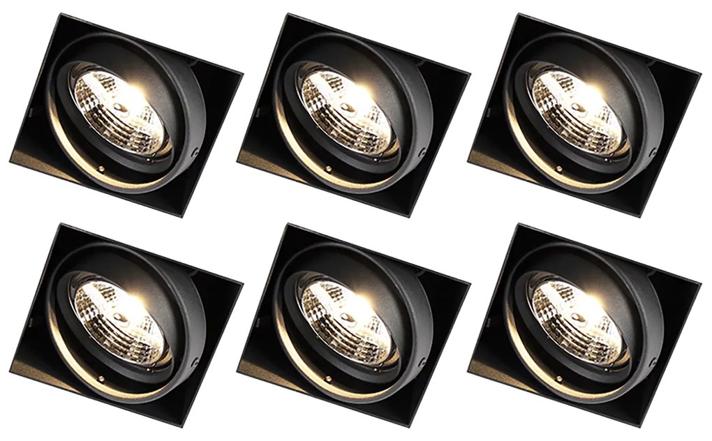 Set de 6 spoturi îngropate negre GU10 AR70 fără rama - Oneon
