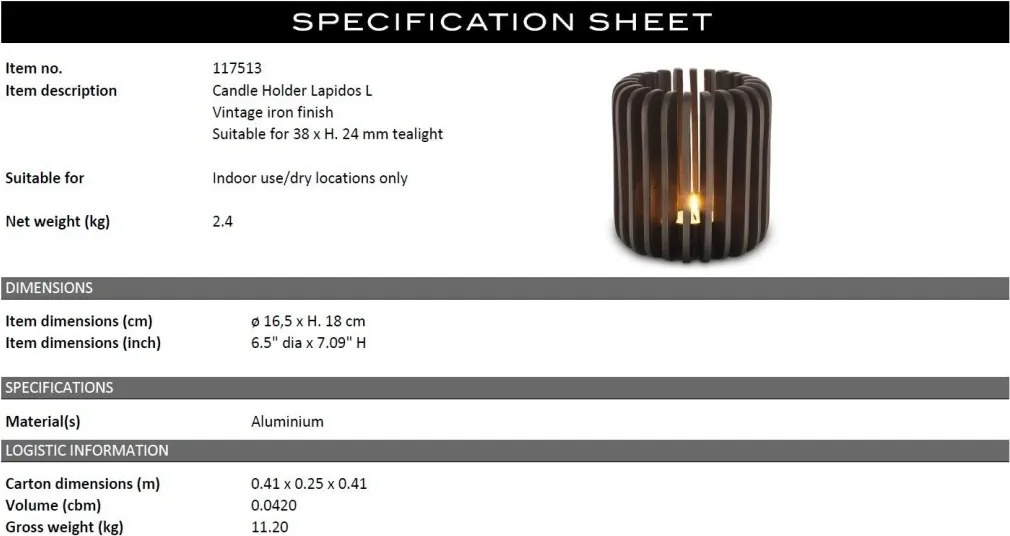 Suport pentru lumanare design LUX Lapidos L