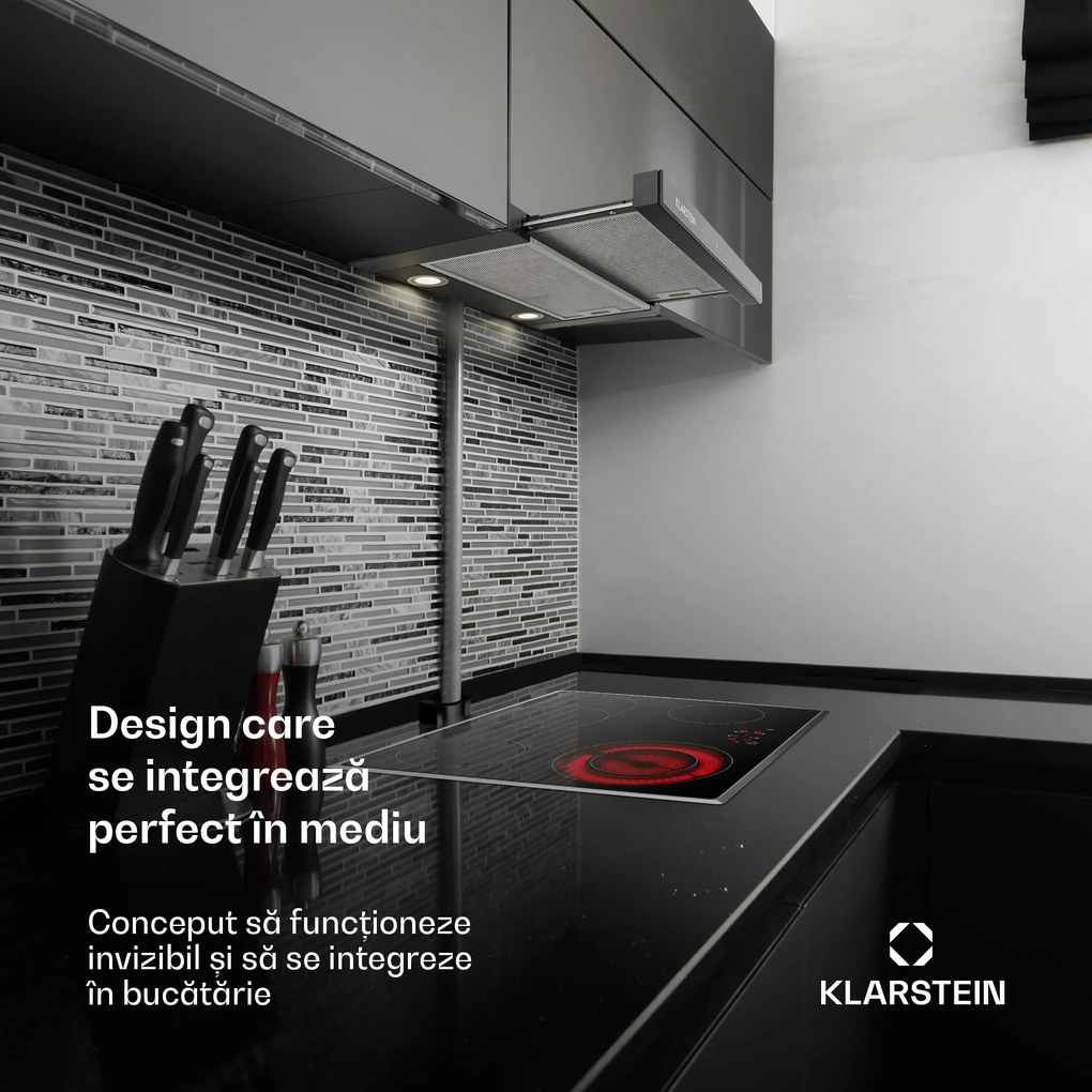 Klarstein Vinea, hotă incorporabilă, construcție plată, 60 cm, negru