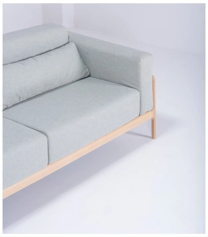 Canapea cu structură din lemn de stejar Gazzda Fawn, 210 cm, albastru - gri