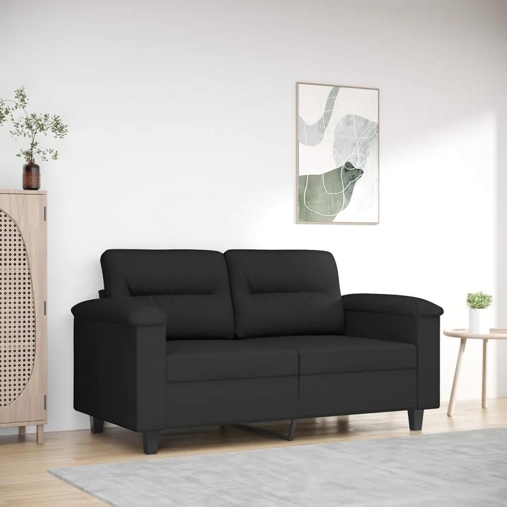 Canapea cu 2 locuri, negru, 120 cm, tesatura microfibra