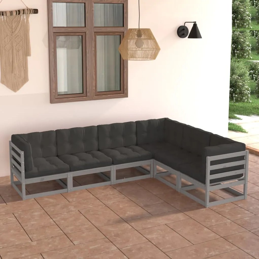 3076786 vidaXL Set mobilier de grădină cu perne, 6 piese, lemn masiv de pin