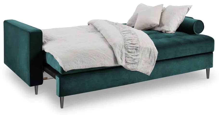 Canapea extensibilă din catifea Milo Casa Santo, verde petrol