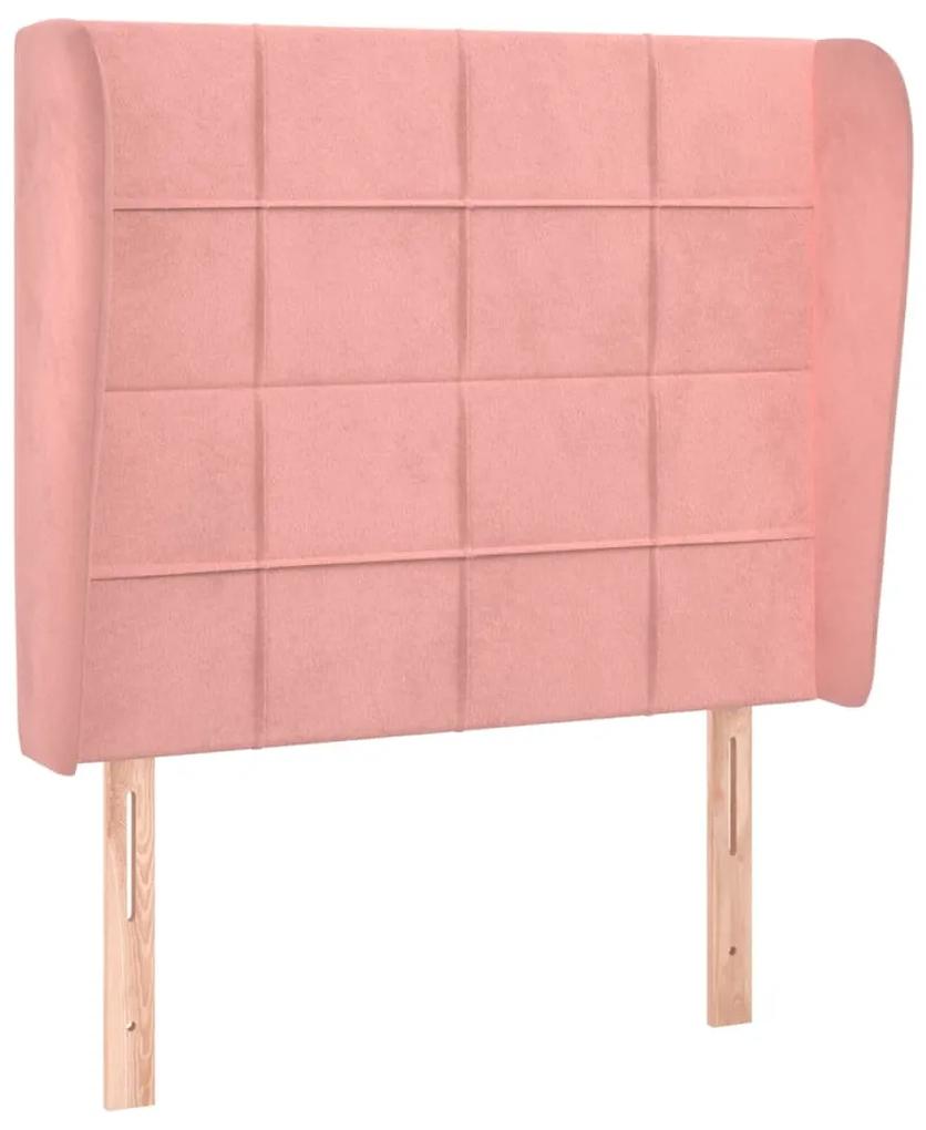 3117997 vidaXL Tăblie de pat cu aripioare, roz, 93x23x118/128 cm, catifea