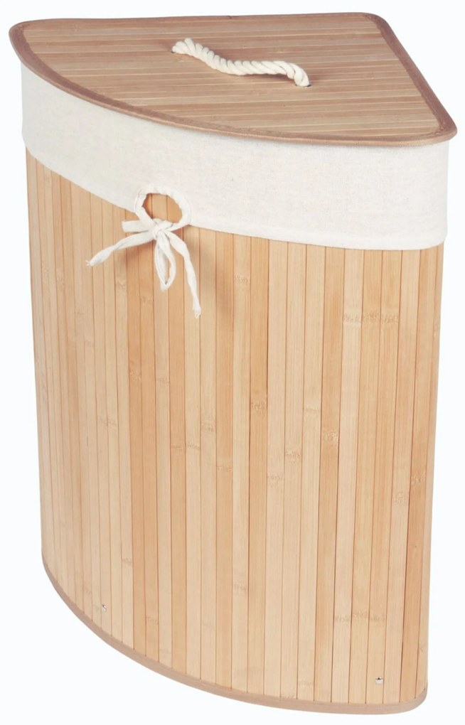 Coș de rufe colțar cu capac, bambus, 60 l