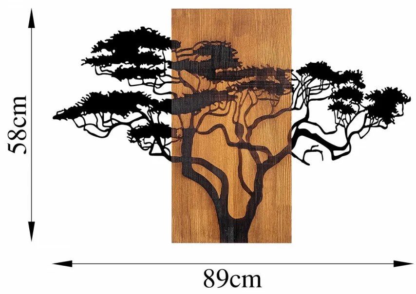 Accesoriu Decorativ de Perete Acacia Tree - 387, Lemn / Metal