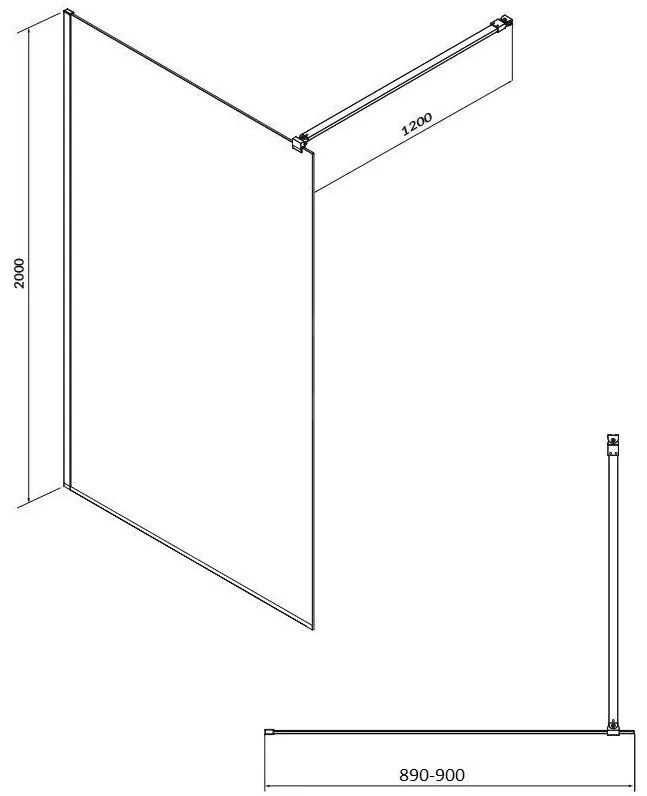 Paravan dus tip walk-in, Sanswiss Easy STR4P, sticla transparenta, profil auriu periat, 90 x 200 cm, sticla 8 mm, Ronal 900x2000 mm