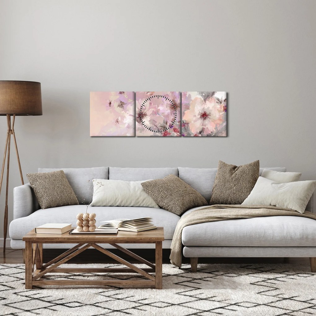 Tablou - Colaj de artă cu fluturi (cu ceas) (90x30 cm)