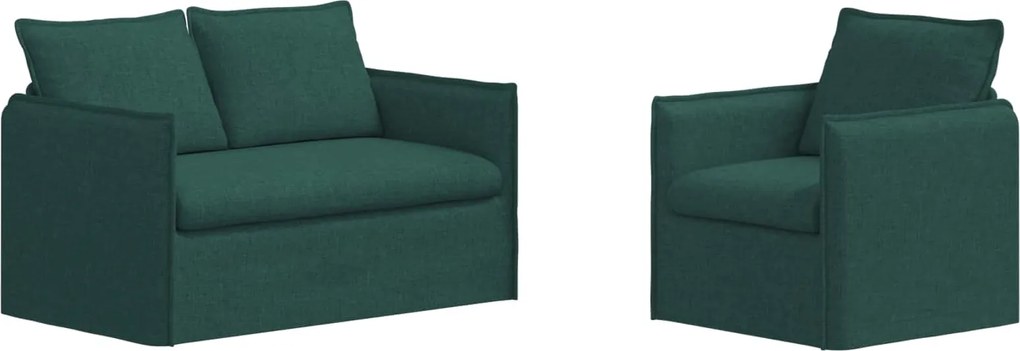 vidaXL Set de canapea 2 pcs Verde închis 196 x 82 x 85 cm țesătură