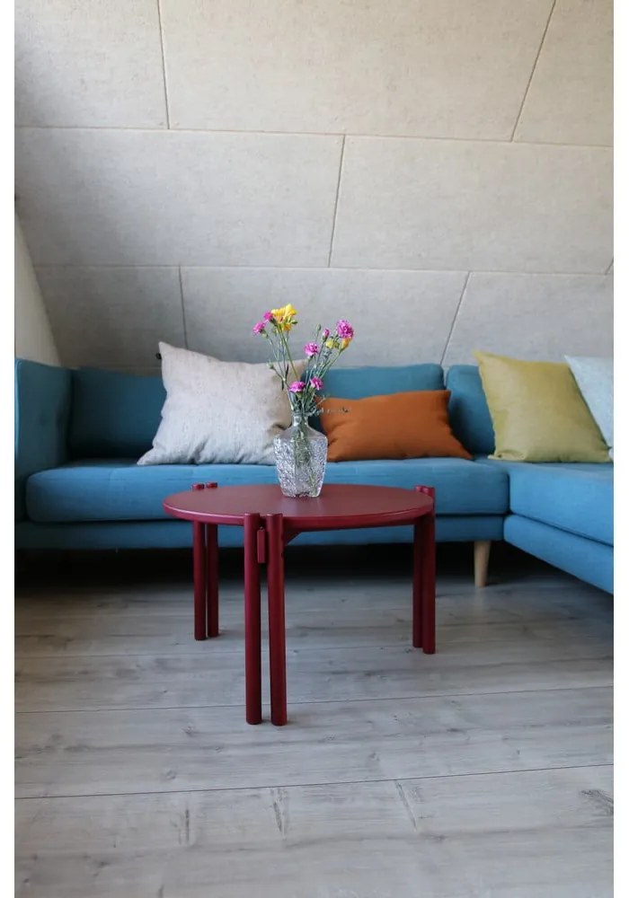 Măsuță de cafea roșie rotundă din lemn masiv de pin ø 60 cm Sticks – Karup Design