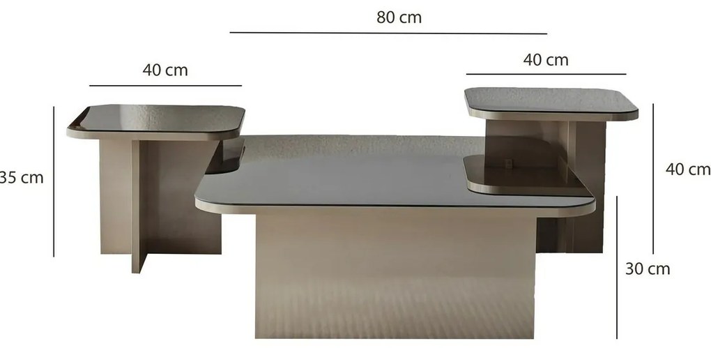 Set de măsuțe de cafea Jazz Beige and Bronze