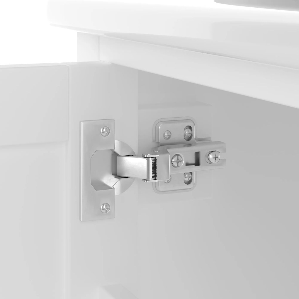 Dulap de baie pe podea cu chiuvetă, spațiu de depozitare variat, 76x46x83,5 cm, Alb