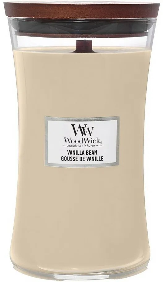 Lumânare parfumată vază mare WoodWick VanillaBean, 609 g