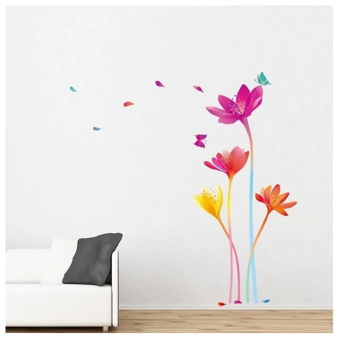 Set autocolante de perete Ambiance Rainbow Flowers