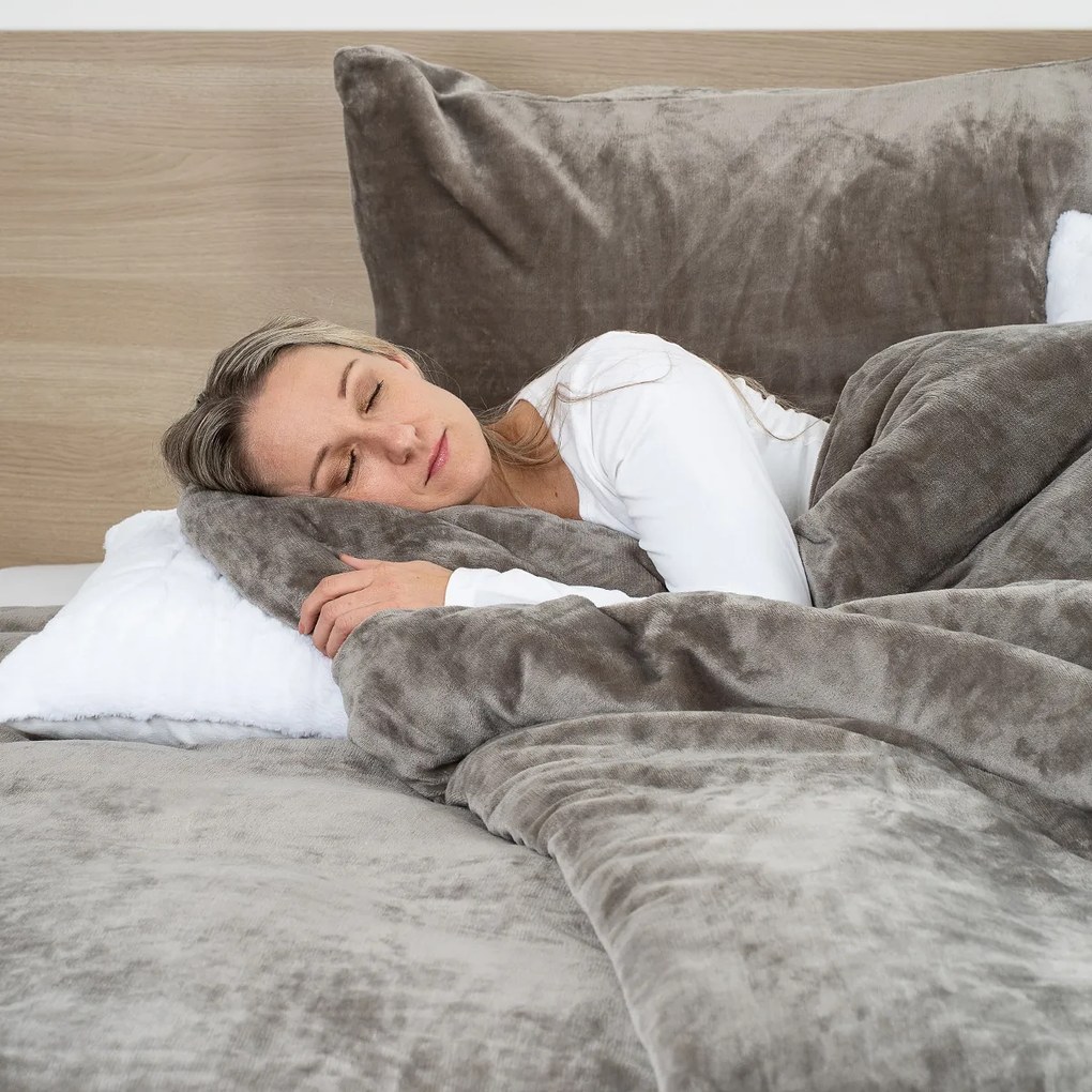 Lenjerie de pat din microflanel 4Home gri, 140 x 220 cm, 70 x 90 cm