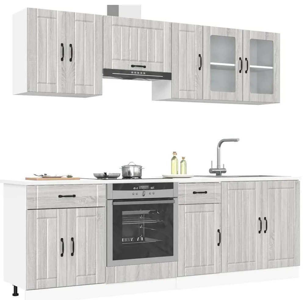 vidaXL Set de dulapuri de bucătărie 8 piese „Kalmar” lemn Sonoma gri