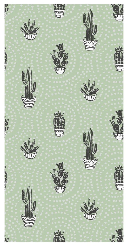 Tapet - Cactuși, fundal verde