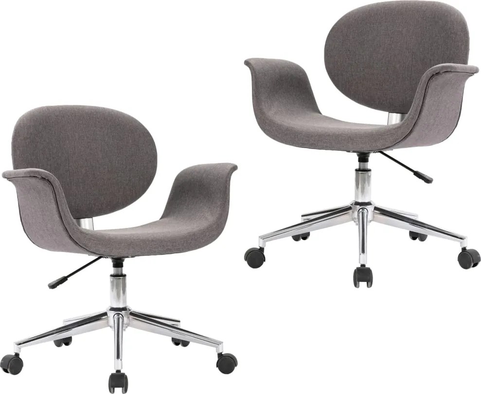 vidaXL Scaune de bucătărie pivotante, 2 buc., gri, material textil