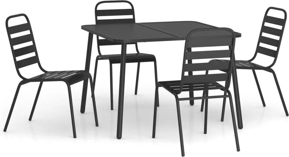 vidaXL Set de masă pentru grădină, 5 piese, antracit, oțel