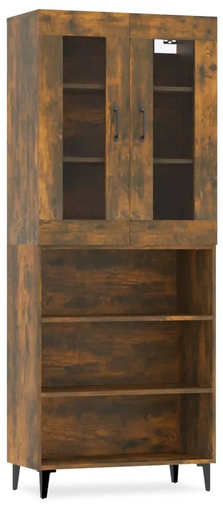 3114953 vidaXL Dulap înalt, stejar fumuriu, 69,5x34x180, lemn compozit