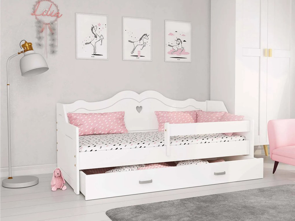 Pat copii Lilia 160X80 alb cu somieră