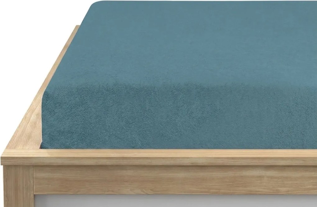 Cearsaf cu elastic din fleece MOLTON petrol 180 x 200 cm