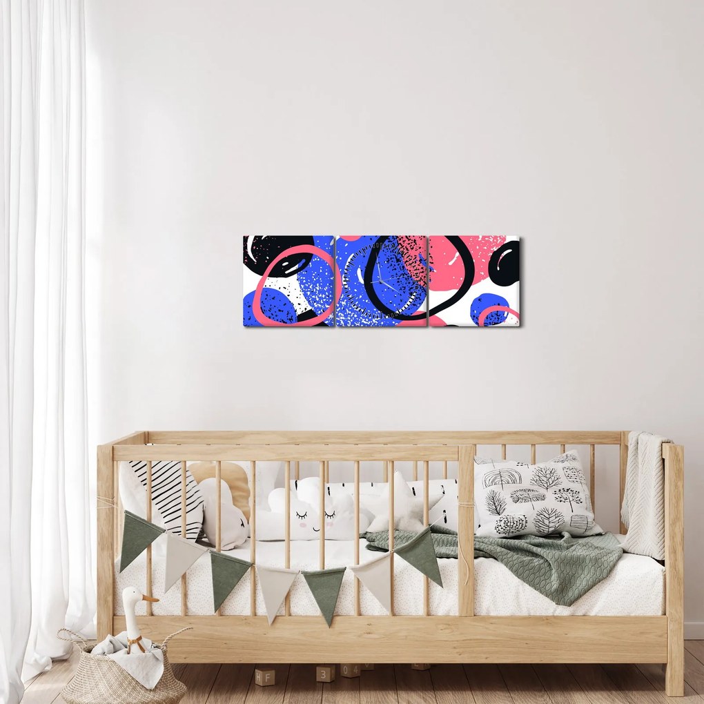 Tablou - Motiv cercuri în culori vii (cu ceas) (90x30 cm)