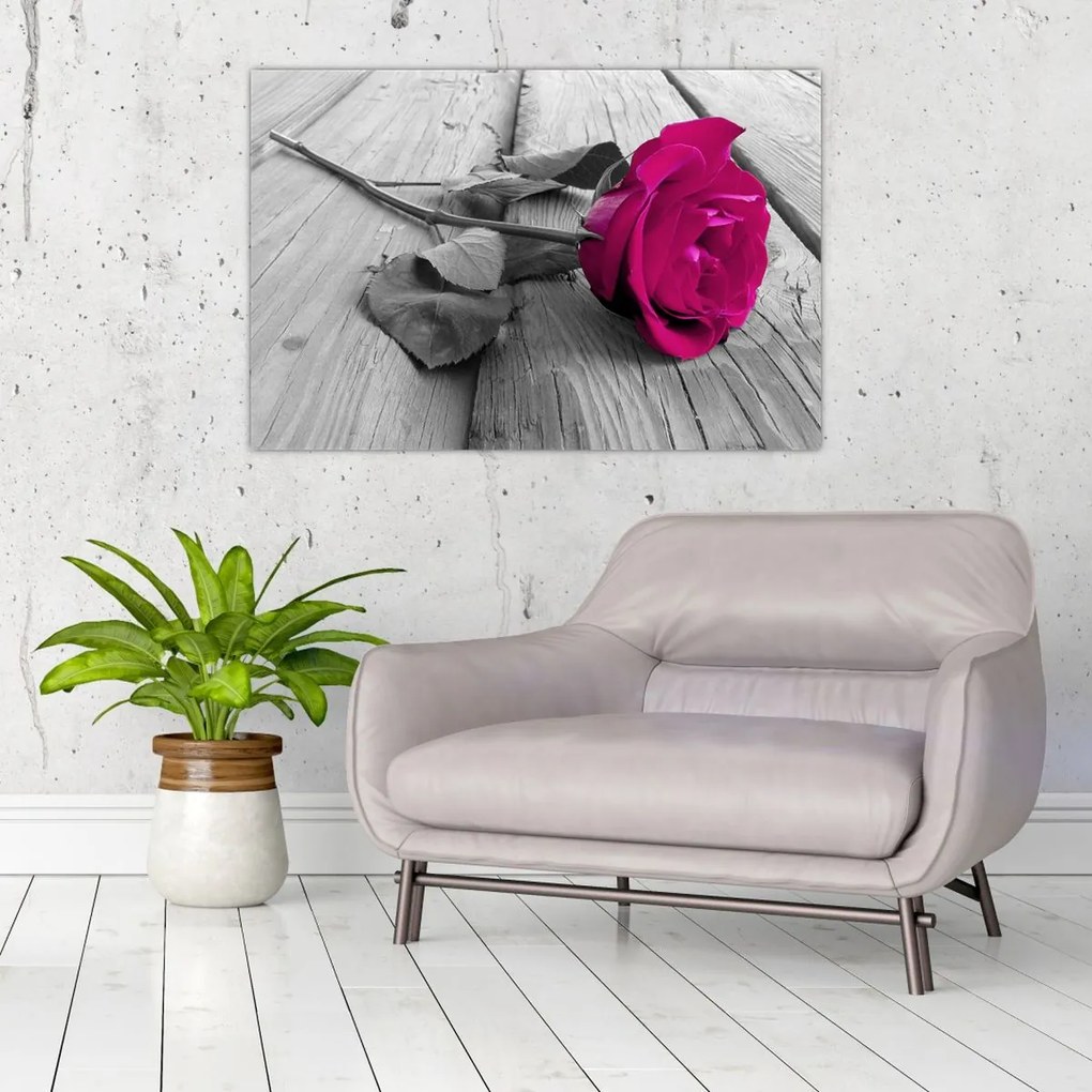 Tablou - Trandafir roz (90x60 cm)