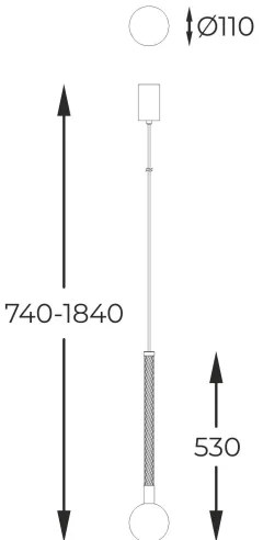 Lustră pe cablu Zuma Line P0583-01A-2GHF MIDA 1xG9/6W/230V alamă