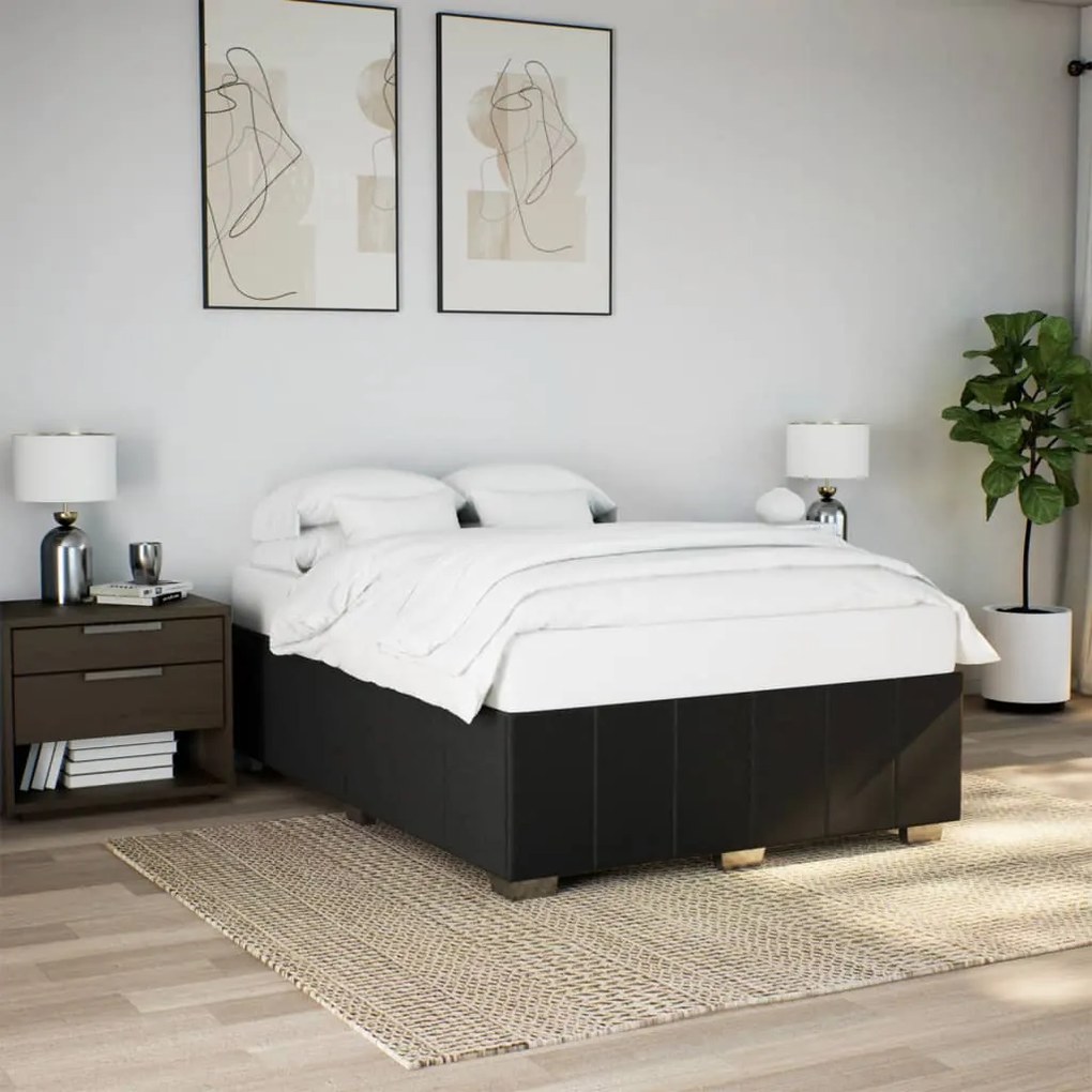 vidaXL Cadru de pat fără saltea, negru, 160x200 cm, textil