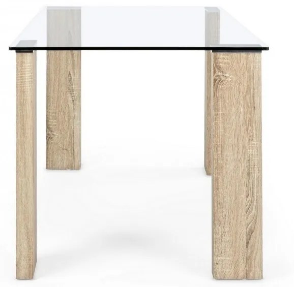 Masa dining pentru 6 persoane transparenta/bardolino din sticla temperata, 140 cm, New Arley Bizzotto