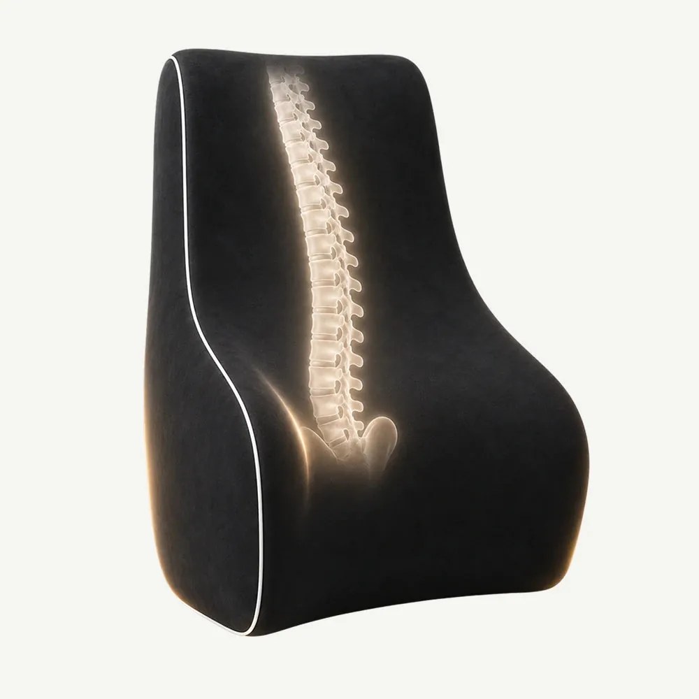 Perna lombara memory foam ORTO SPINAL, husa catifea, Negru