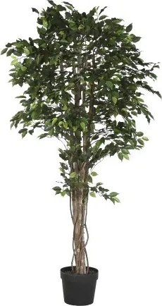 Arbore decorativ tip ficus, stil natural interior, culoare verde, din lemn și material decorativ, „Ficus Green”